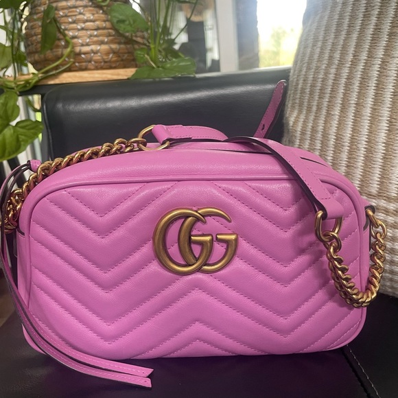 SOLD Gucci GG Marmont Small Camera Bag pink purple - Picture 1 of 13